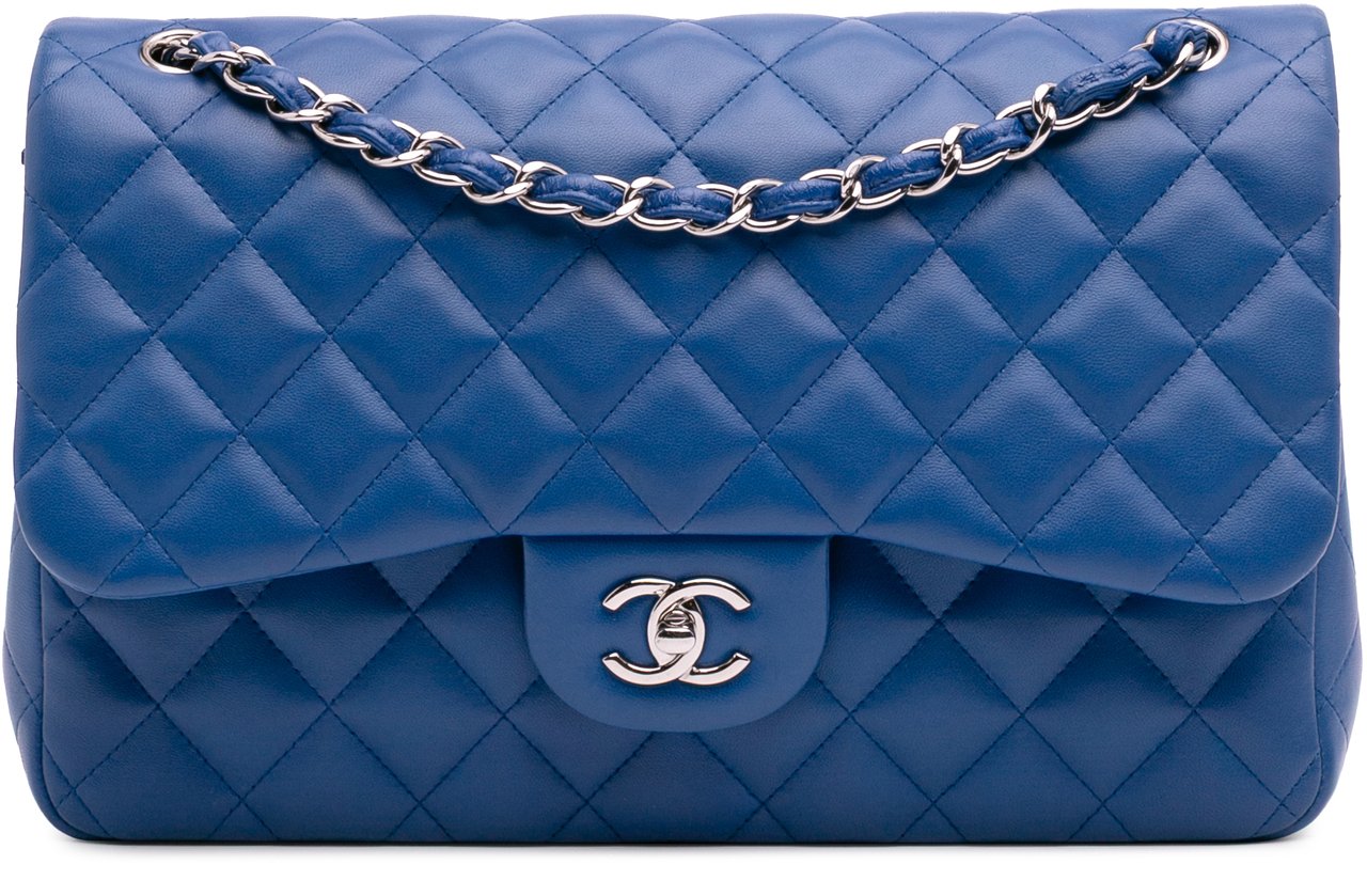 Chanel Jumbo Classic Lambskin Double Flap Blauw