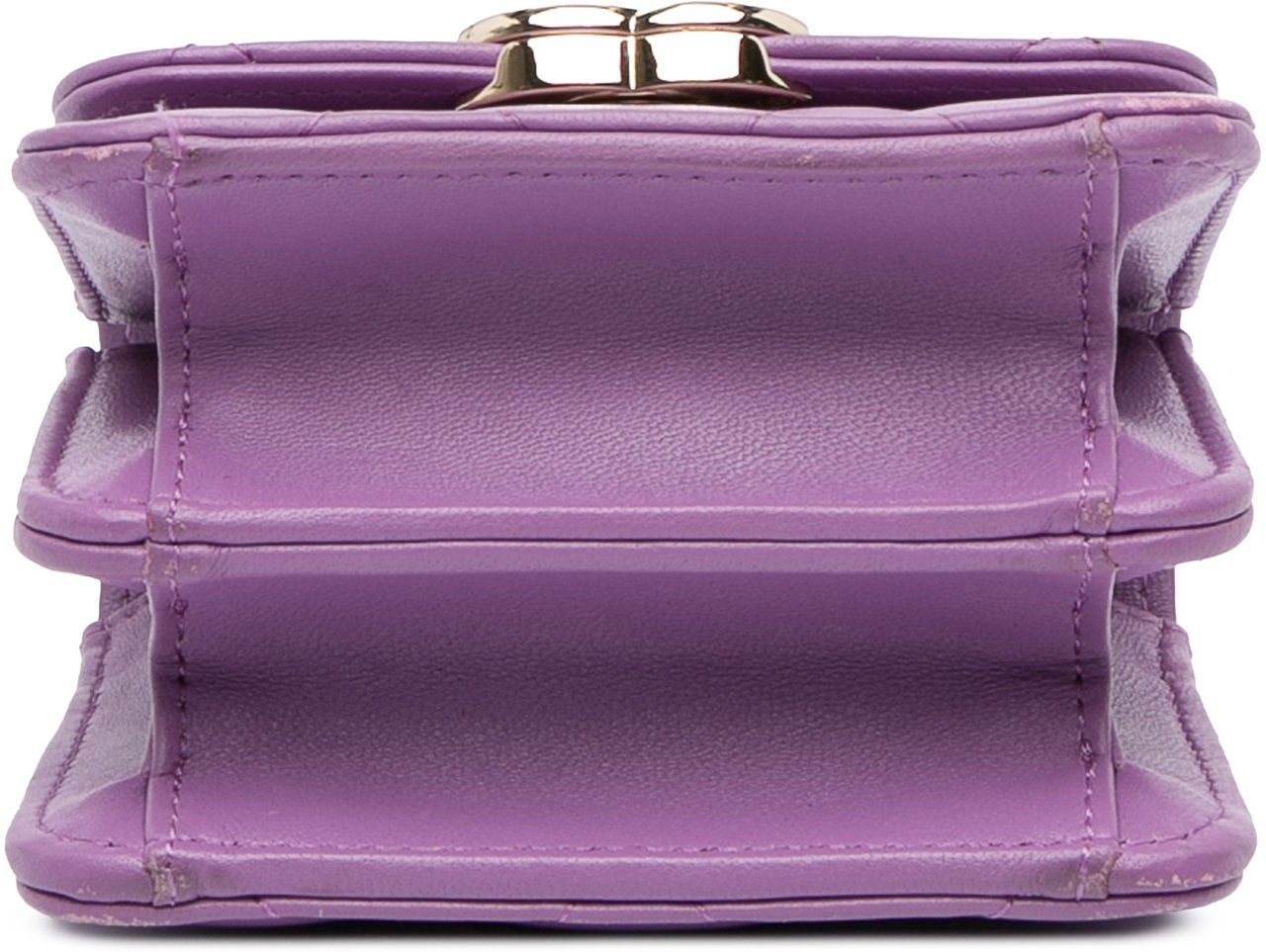 Chanel CC Quilted Lambskin Coco Card Holder on Chain Paars