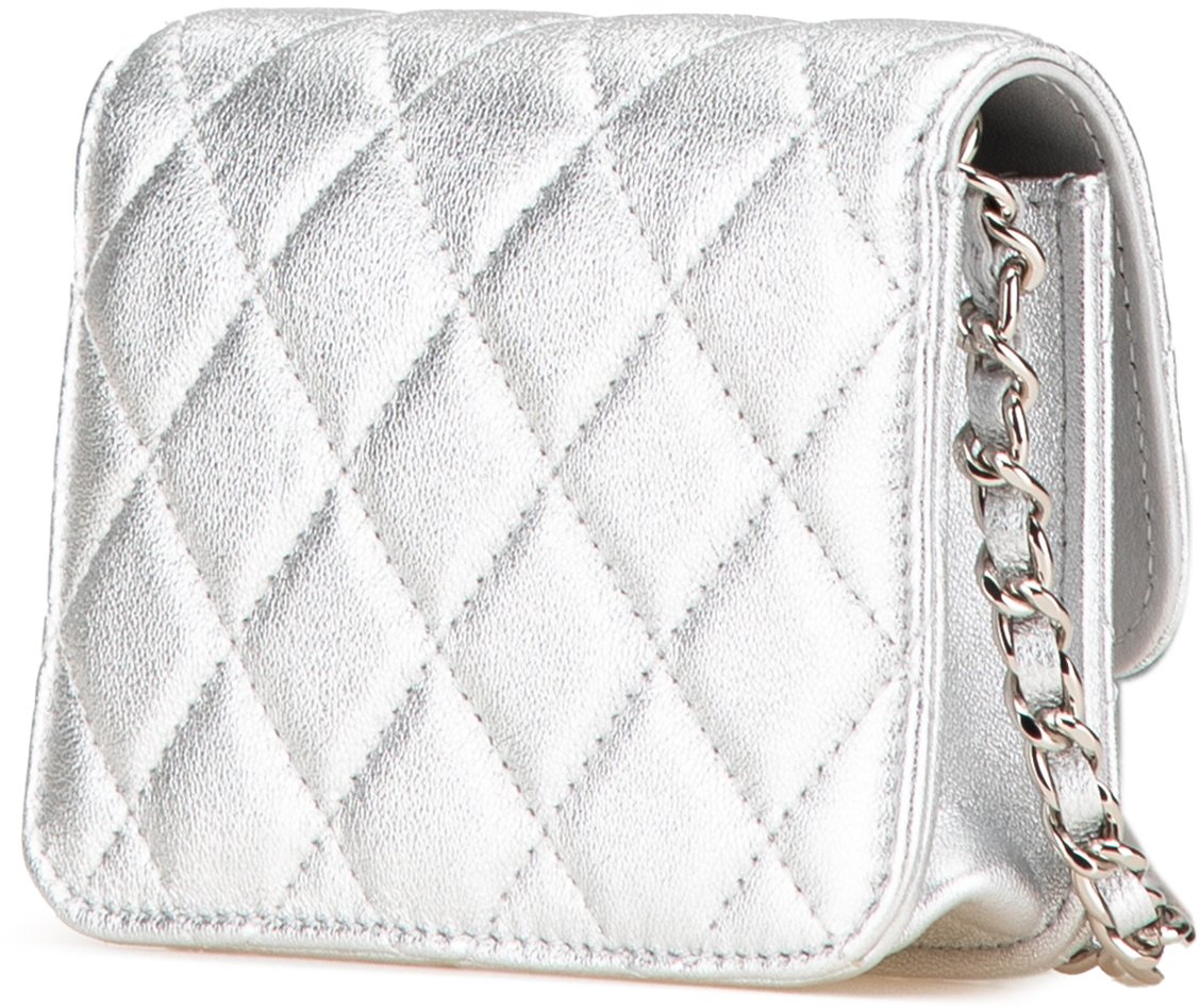 Chanel Metallic Lambskin Crystal Star Chain Belt Bag Zilver