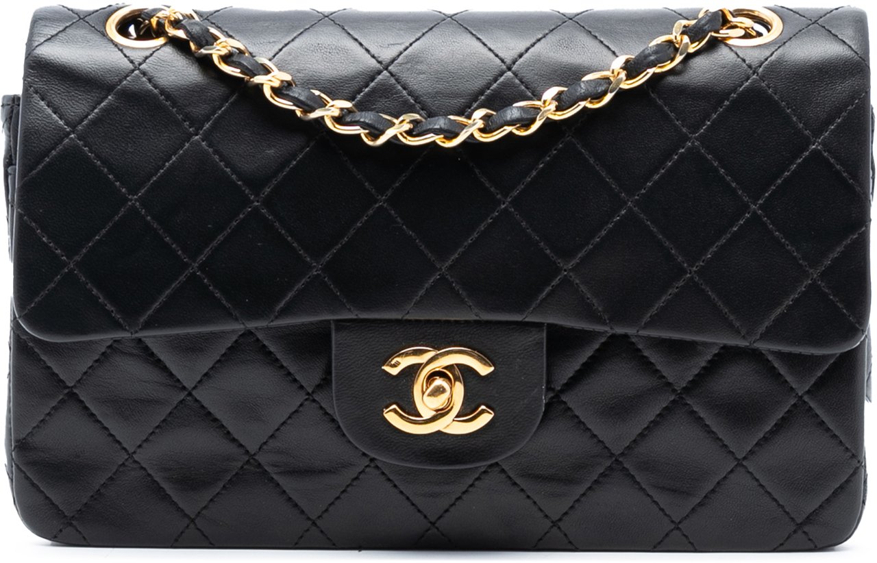 Chanel Small Classic Lambskin Double Flap Zwart