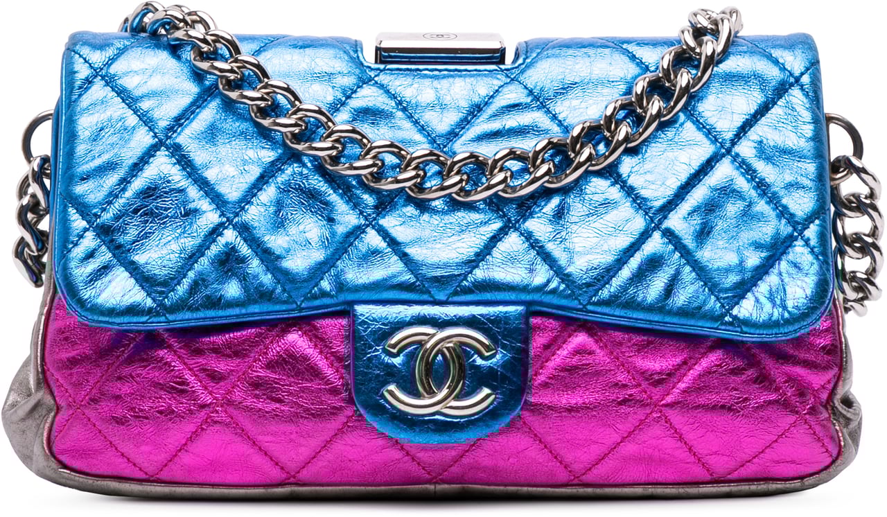 Chanel Multicolor Quilted Metallic Calfskin Modern Chain Flap Frame Bag Divers