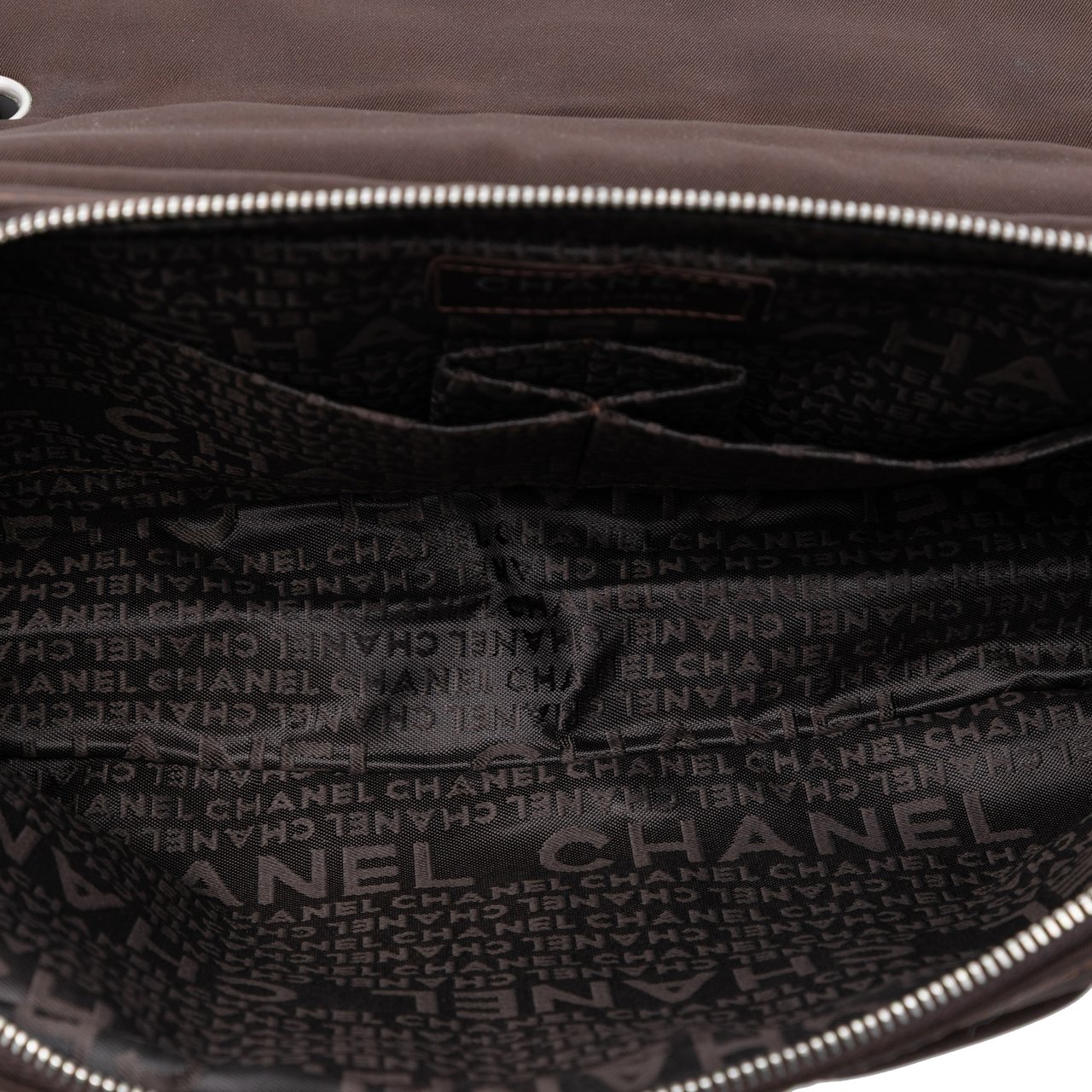 Chanel Medium Nylon Chocolate Bar Camera Flap Bruin