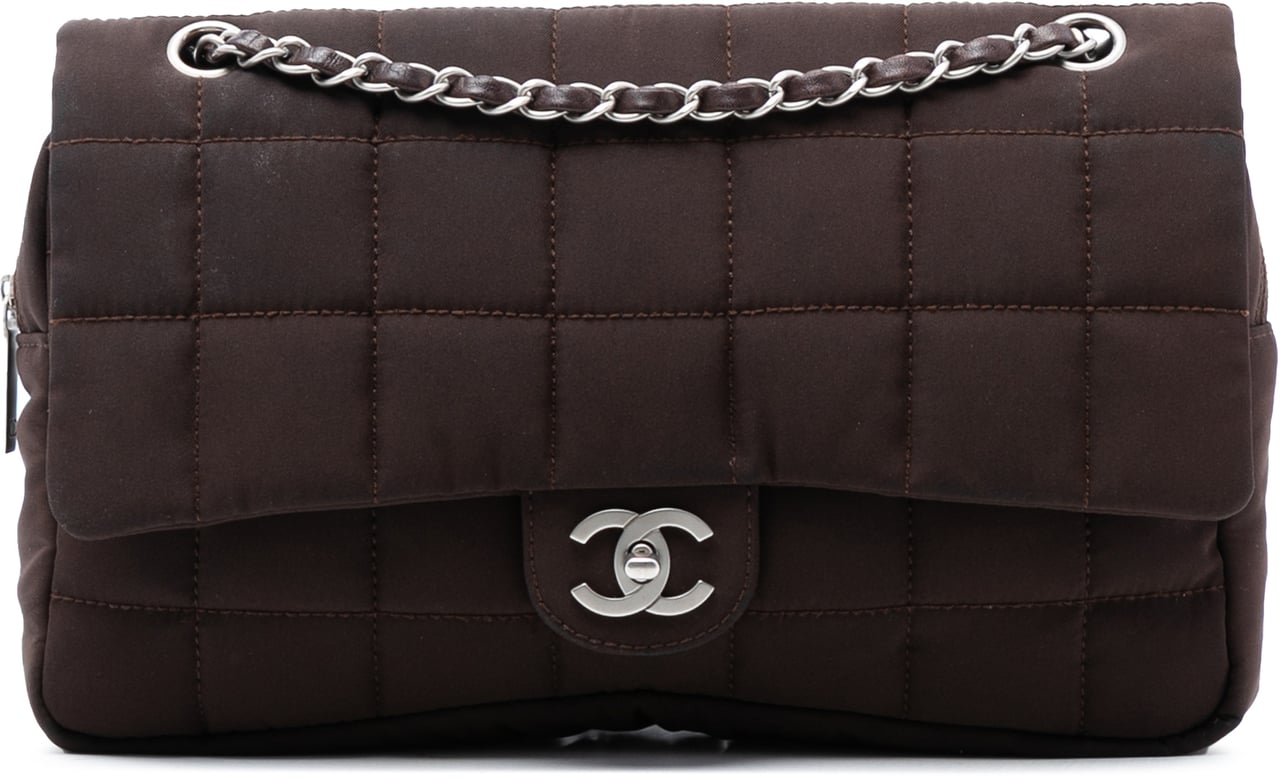 Chanel Medium Nylon Chocolate Bar Camera Flap Bruin