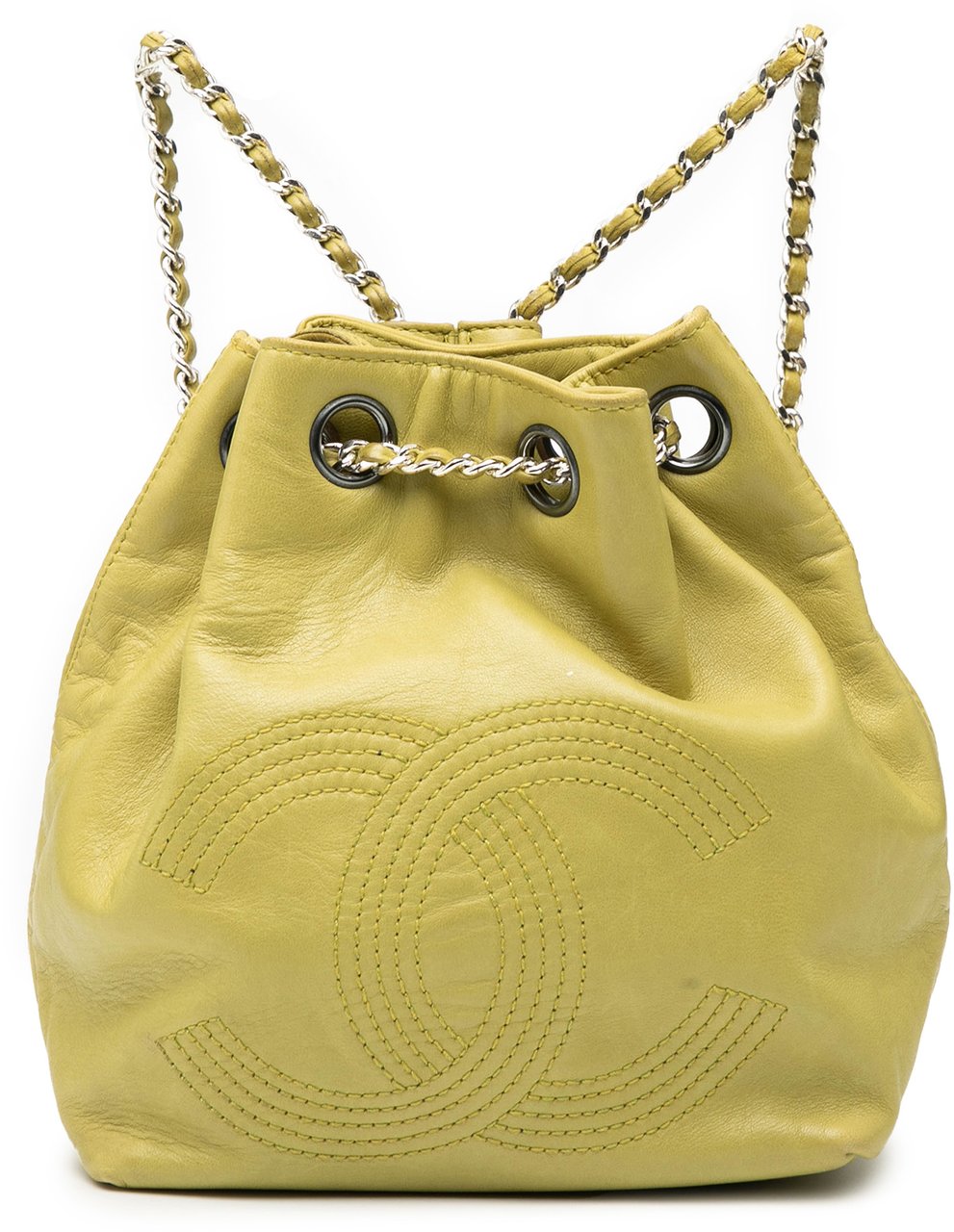 Chanel CC Lambskin Drawstring Backpack Groen