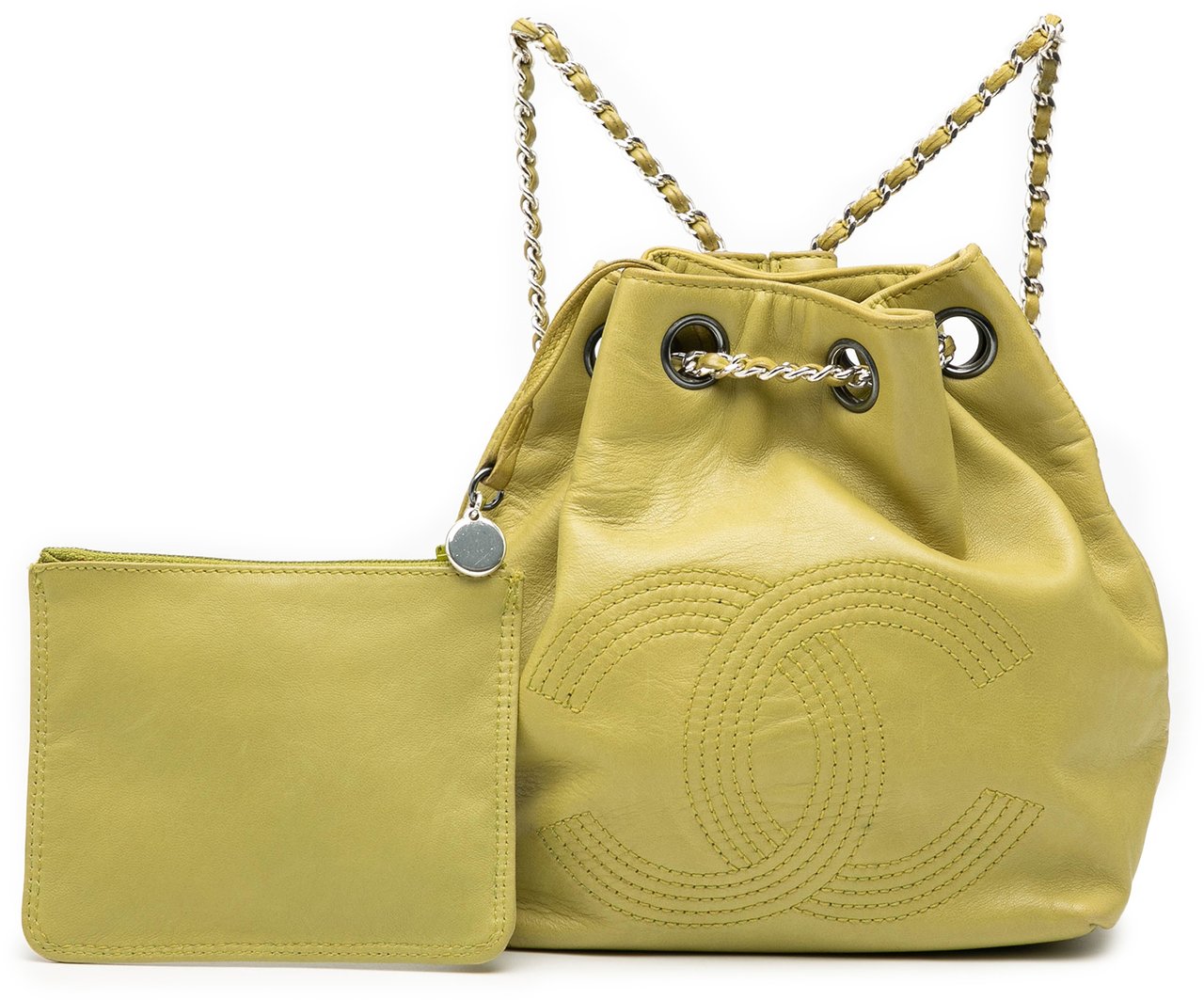 Chanel CC Lambskin Drawstring Backpack Groen