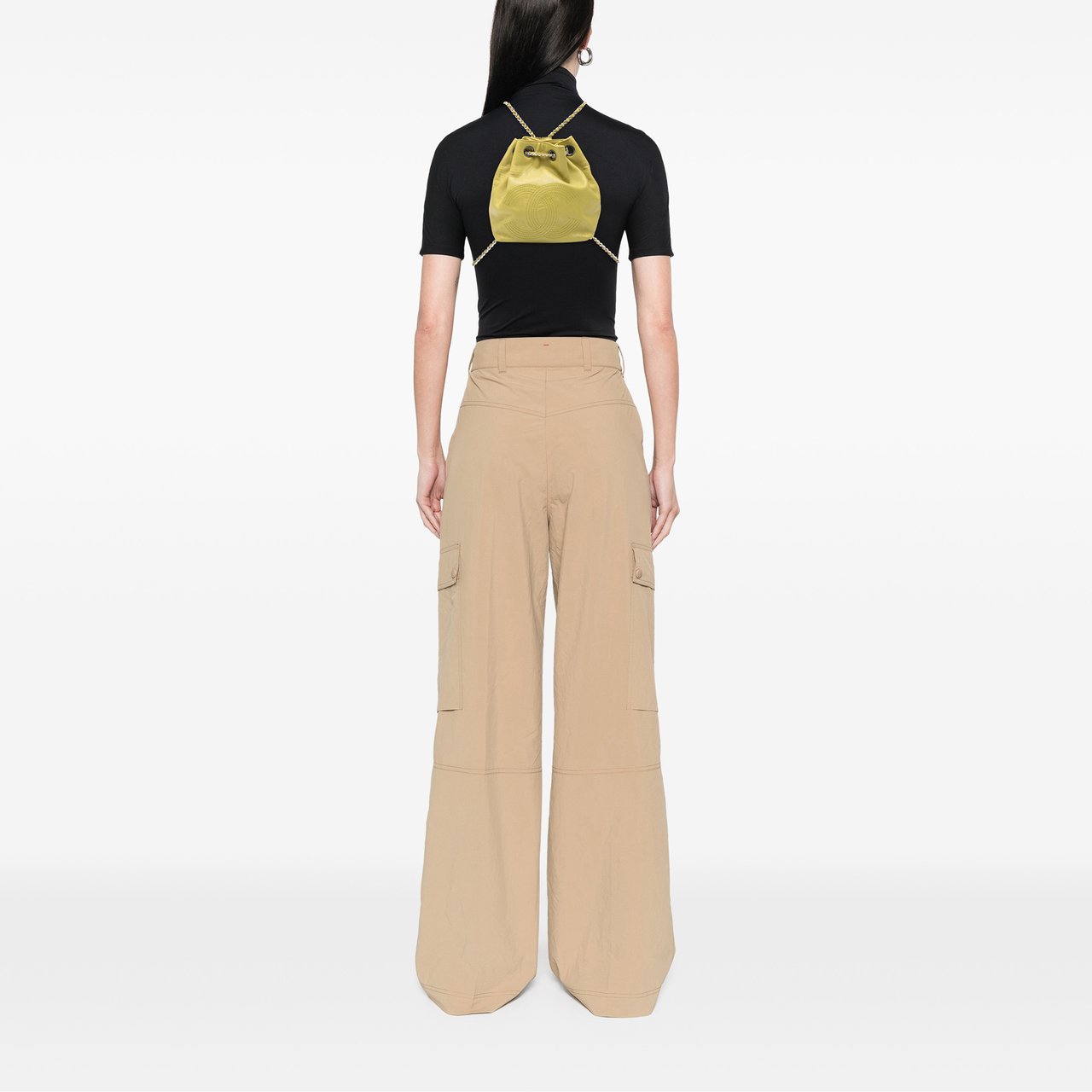 Chanel CC Lambskin Drawstring Backpack Groen