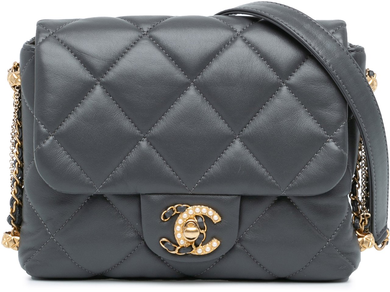 Chanel Mini Quilted Lambskin Crush on Chains Flap Blauw