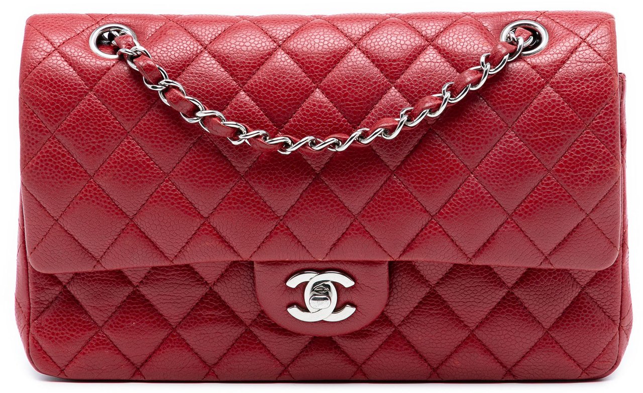 Chanel Medium Classic Caviar Double Flap Rood