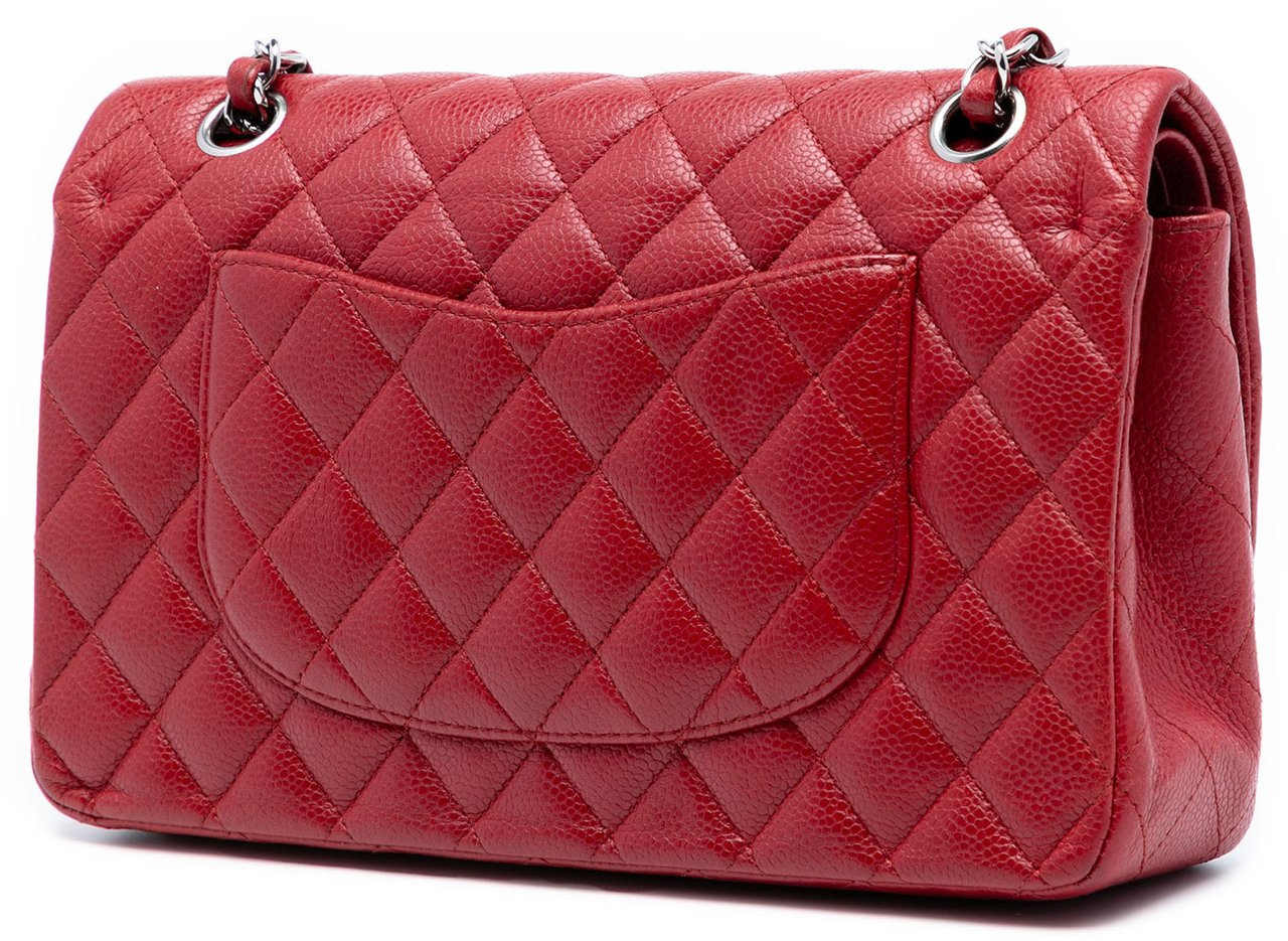 Chanel Medium Classic Caviar Double Flap Rood
