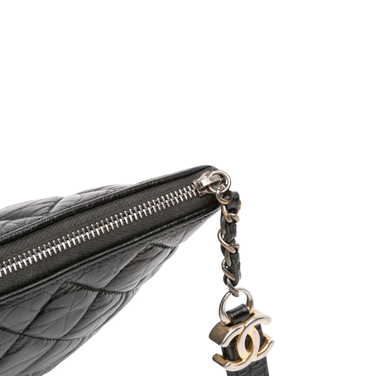 Chanel Large Aged Calfskin Gabrielle O Case Clutch Zwart