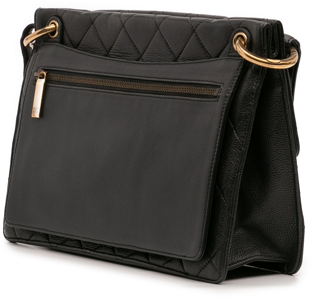 Chanel Jumbo CC Quilted Caviar Chunky Chain Flap Zwart