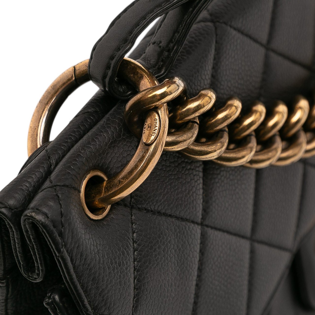 Chanel Jumbo CC Quilted Caviar Chunky Chain Flap Zwart
