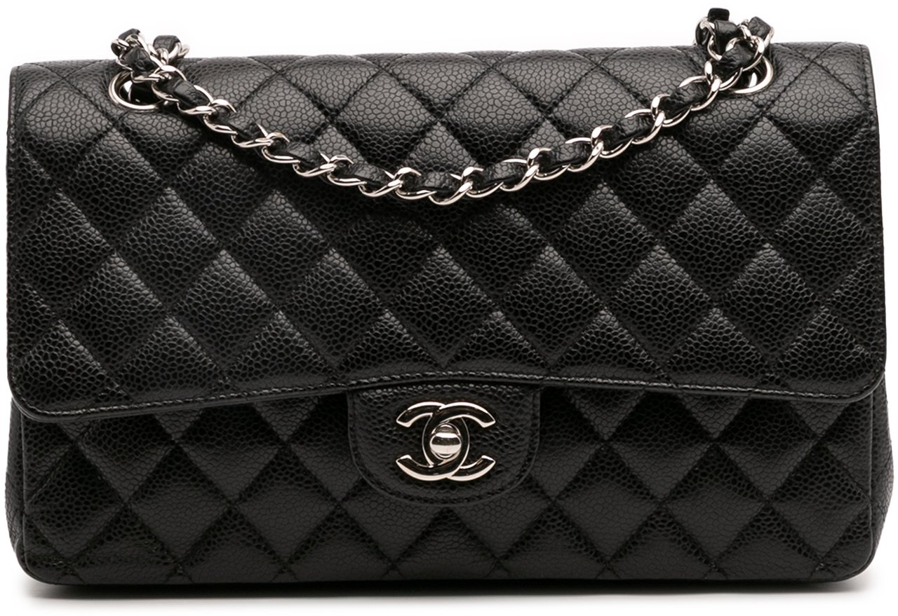 Chanel Medium Classic Caviar Double Flap Zwart