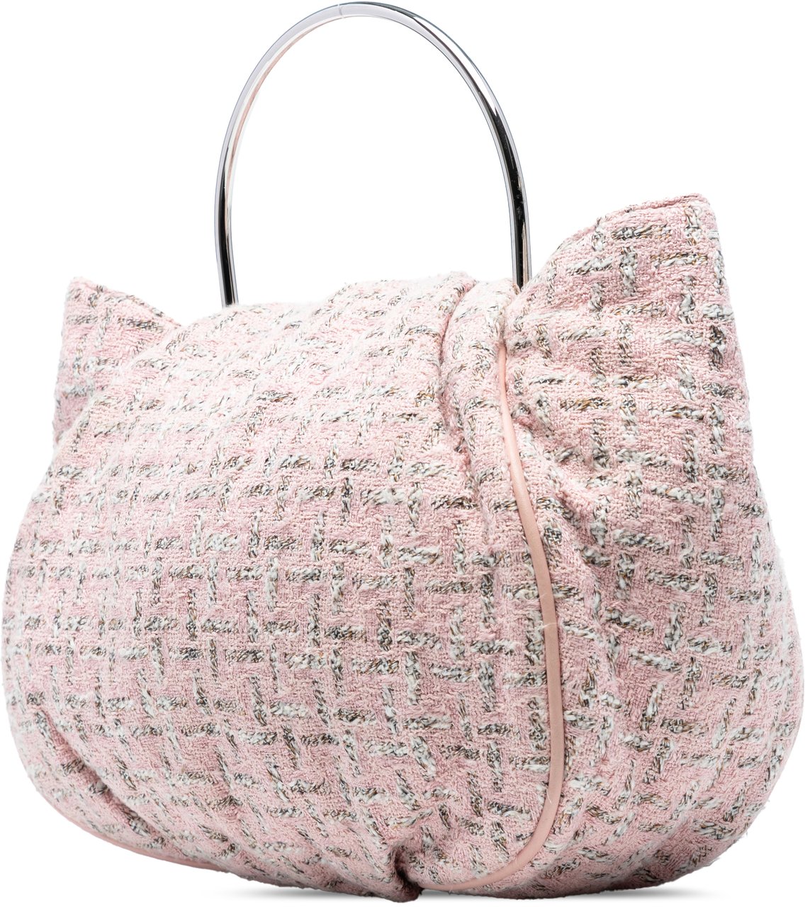 Chanel Tweed Boucle Knitting Top Handle Bag Roze