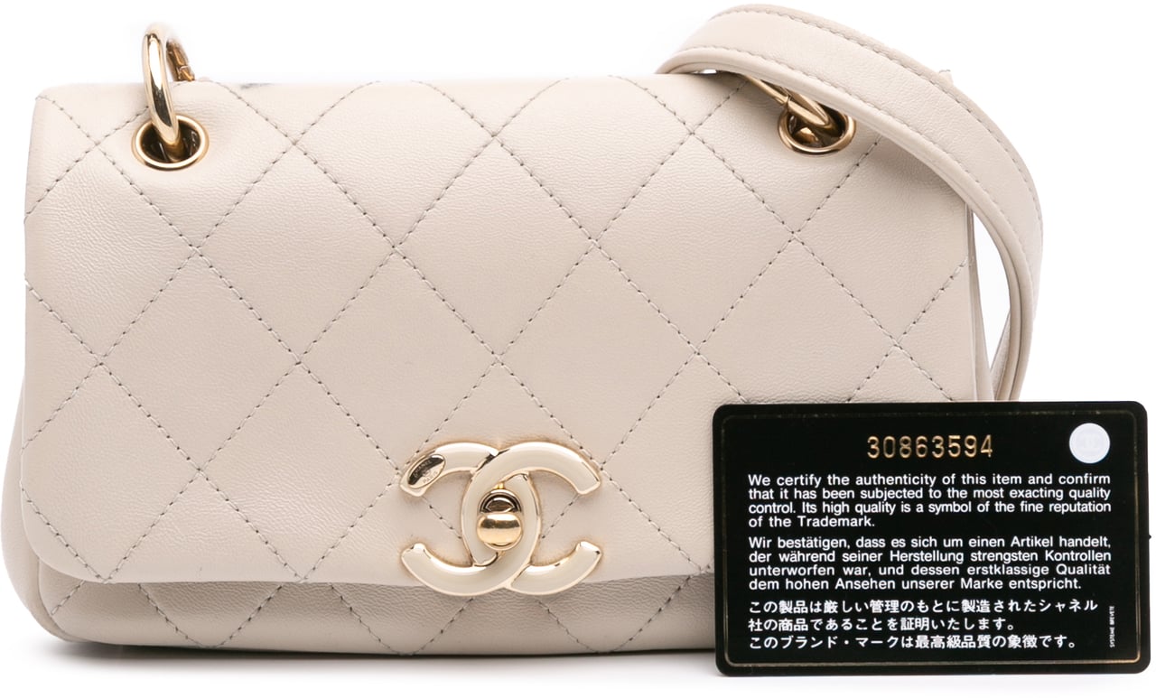 Chanel Medium Lambskin Twist Chain Enamel CC Flap Bruin