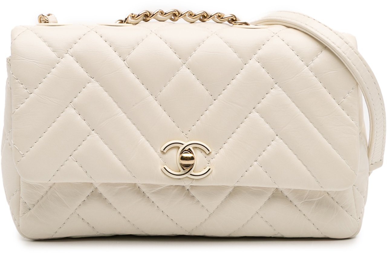 Chanel Small Mix Quilted Aged Calfskin New Clutch Flap Wit
