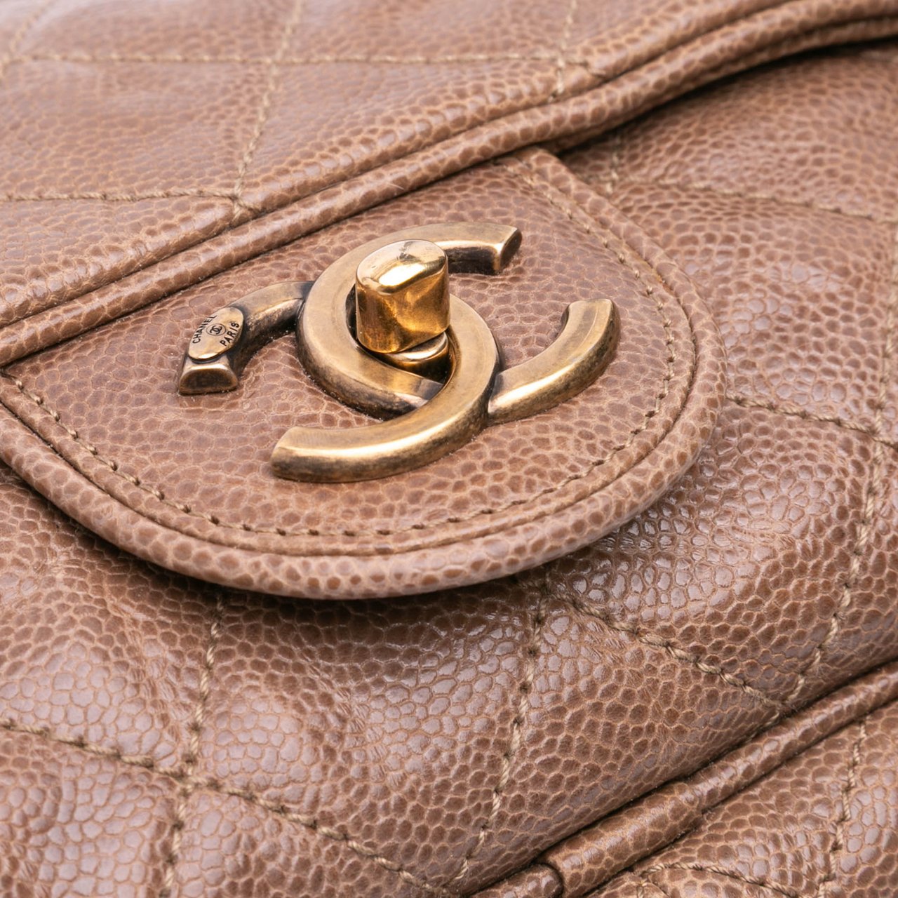 Chanel Large Quilted Glazed Caviar Shiva Flap Bruin