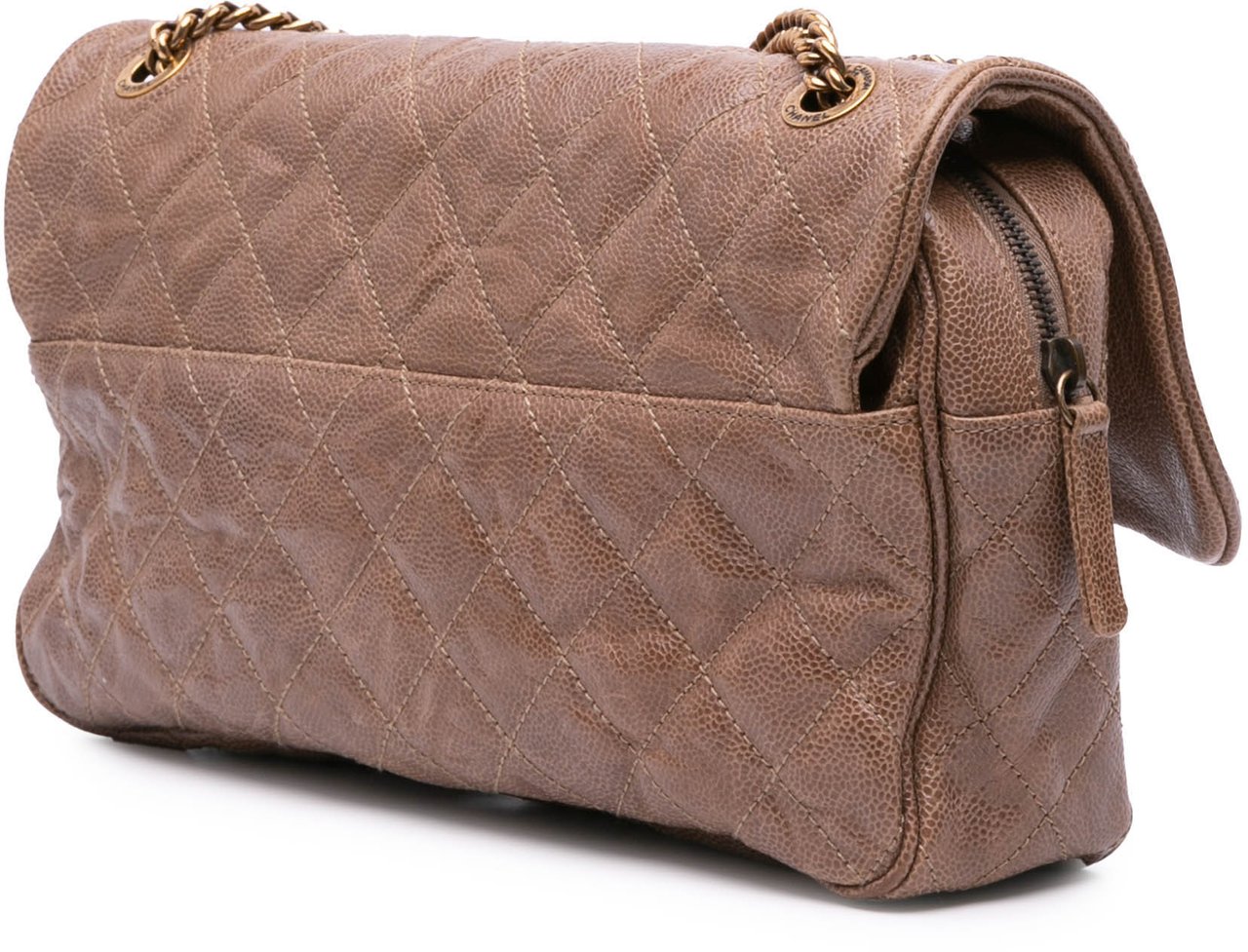 Chanel Large Quilted Glazed Caviar Shiva Flap Bruin