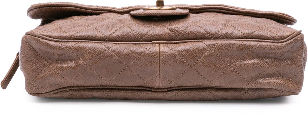 Chanel Large Quilted Glazed Caviar Shiva Flap Bruin