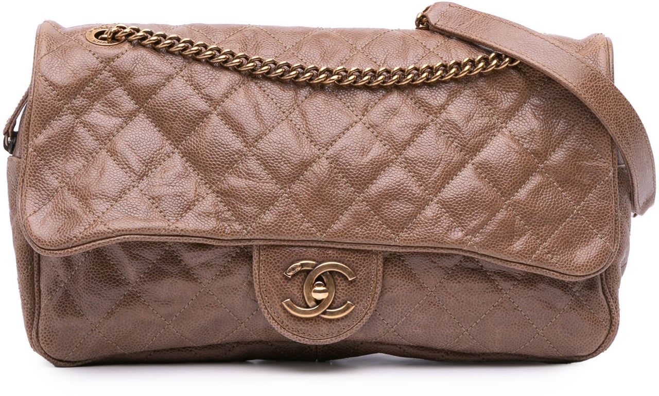 Chanel Large Quilted Glazed Caviar Shiva Flap Bruin