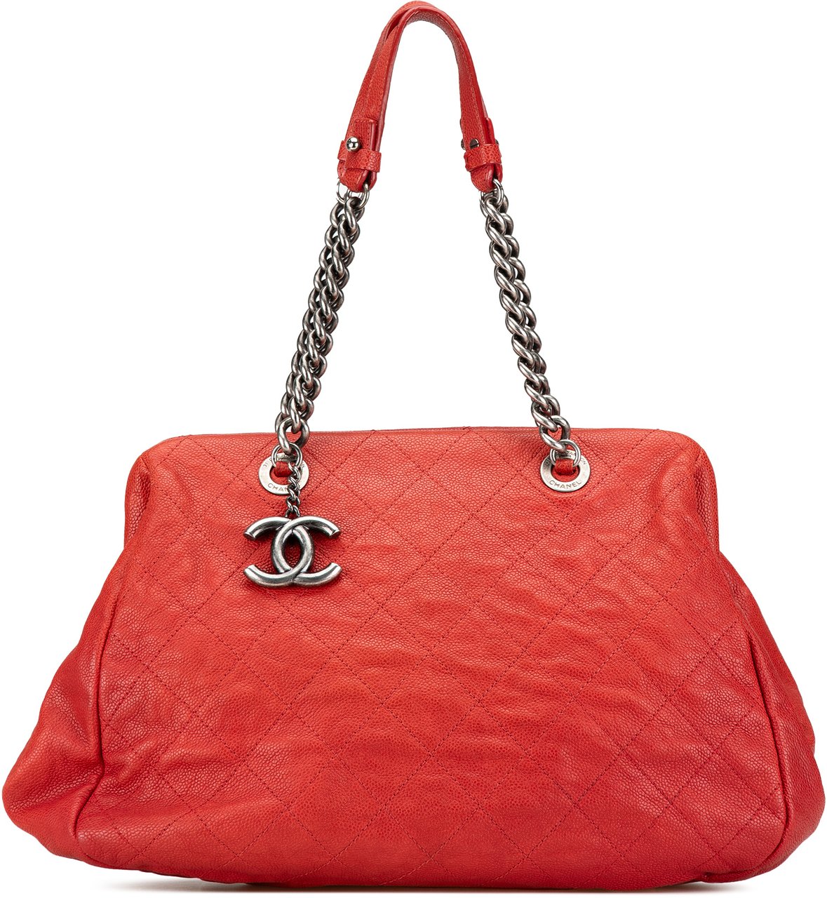 Chanel Medium Quilted Caviar Frame Tote Rood