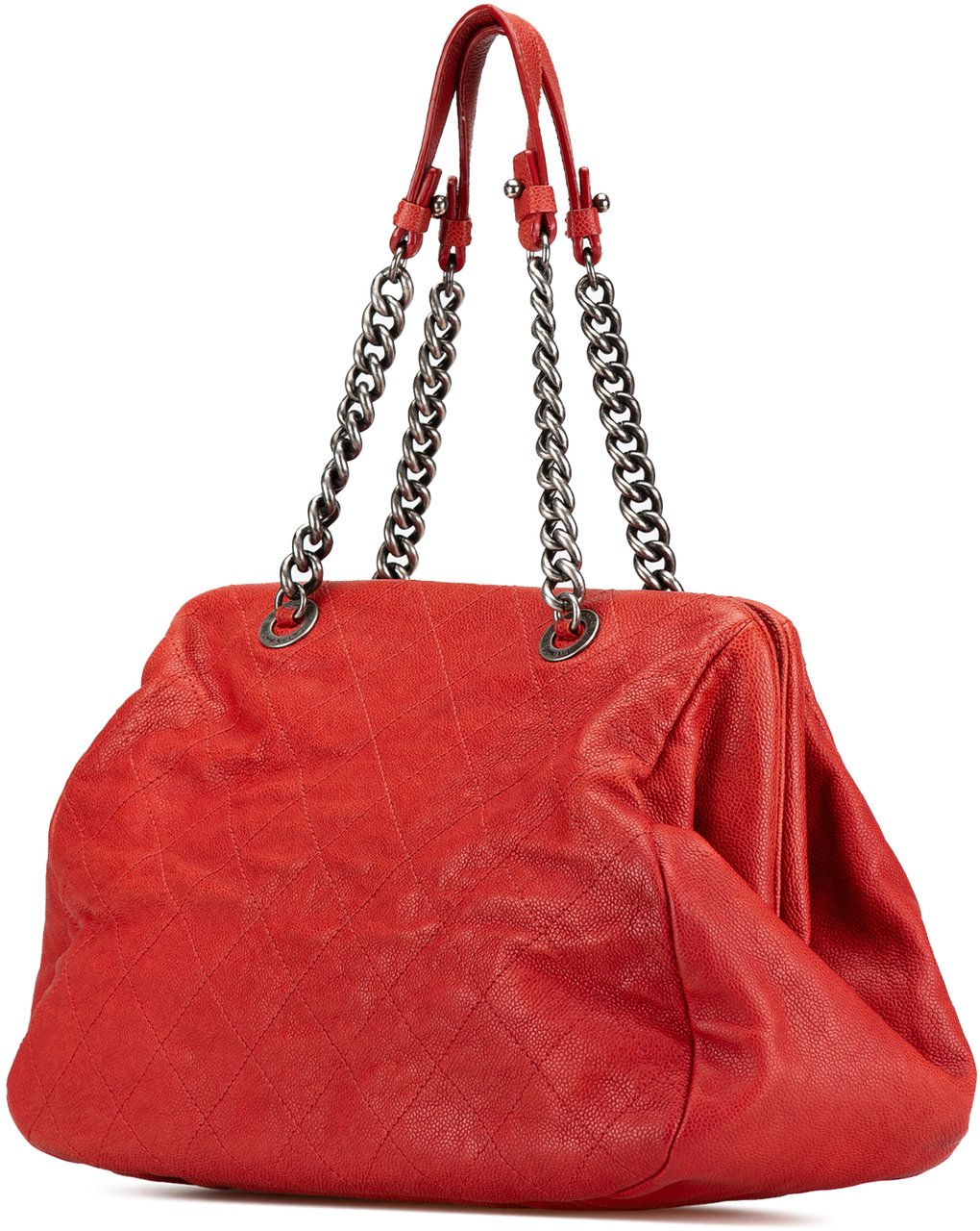 Chanel Medium Quilted Caviar Frame Tote Rood