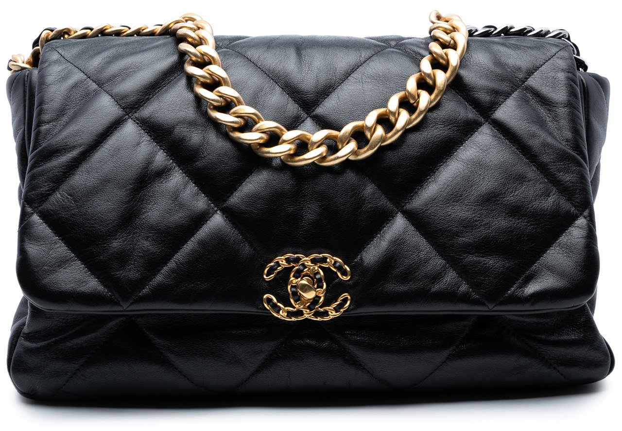 Chanel Maxi Lambskin 19 Flap Zwart