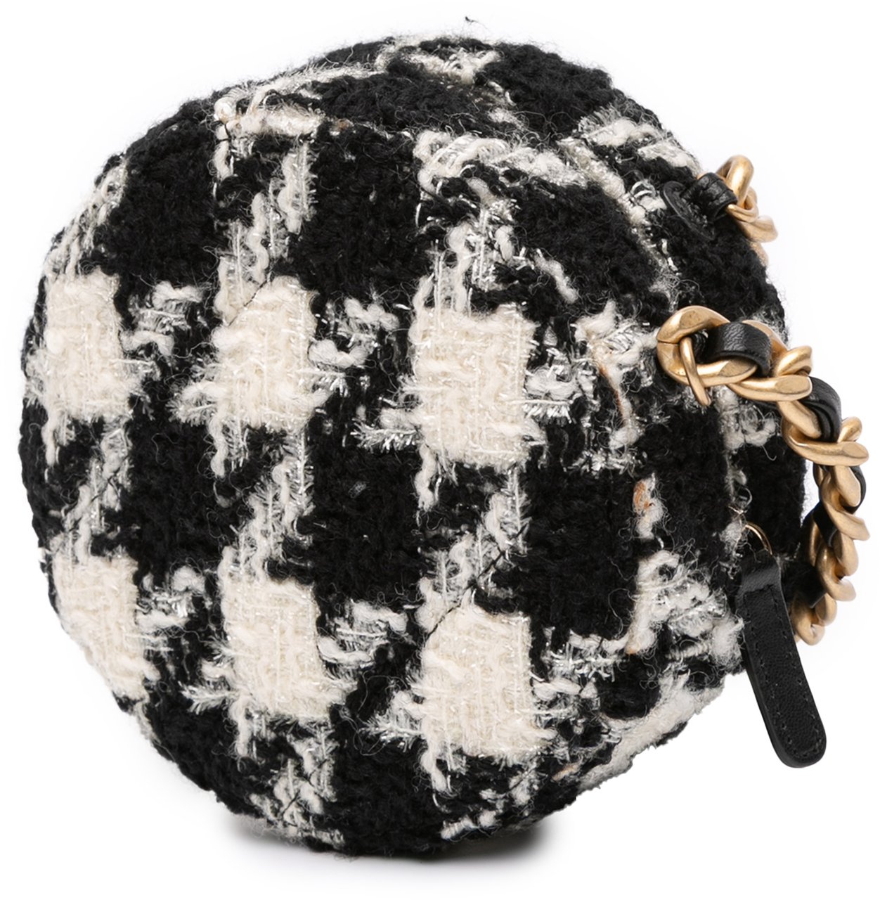 Chanel Tweed 19 Round Clutch with Chain and Coin Purse Wit