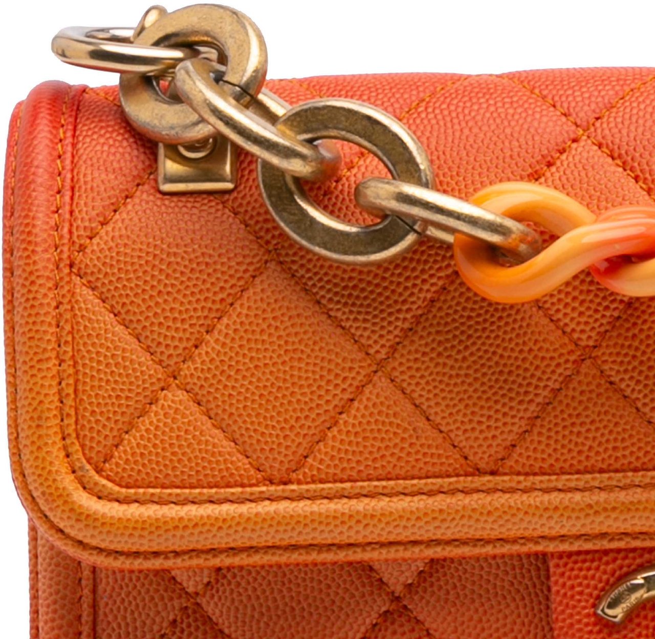 Chanel Small Quilted Caviar Sunset On The Sea Flap Oranje