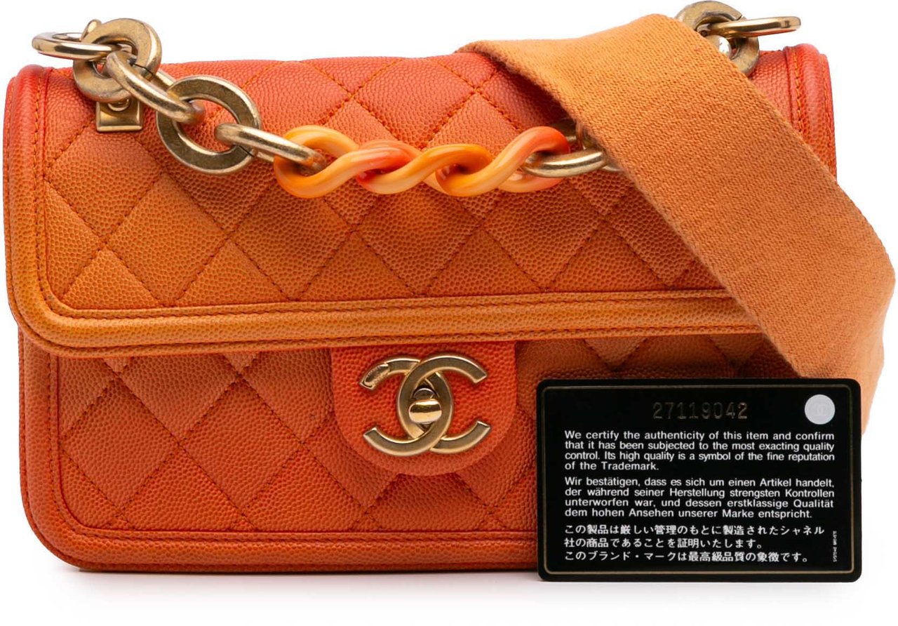 Chanel Small Quilted Caviar Sunset On The Sea Flap Oranje