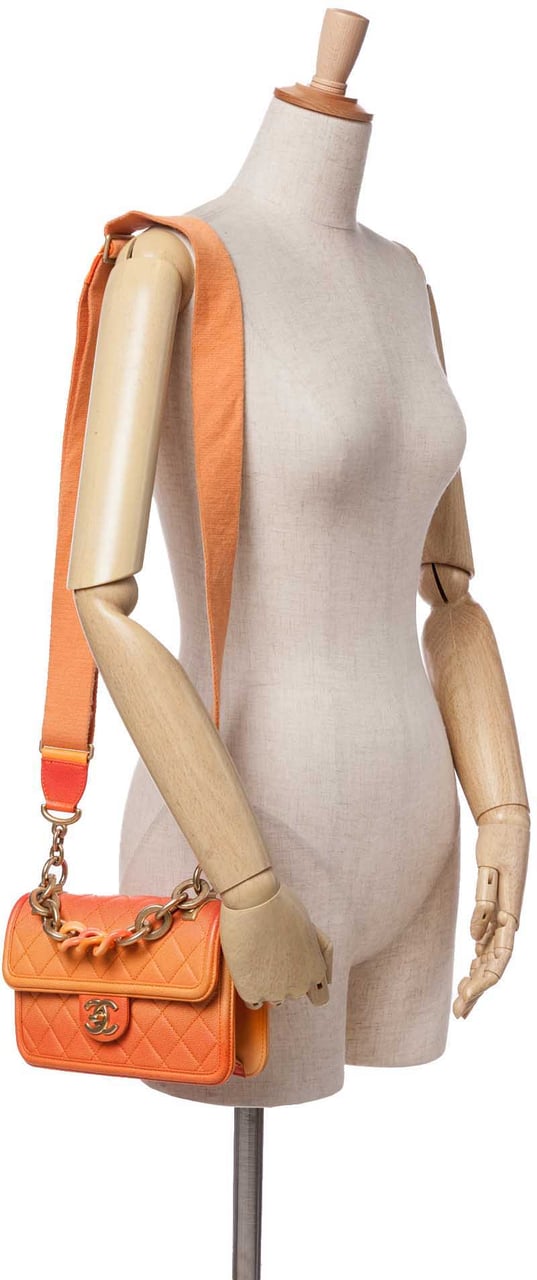 Chanel Small Quilted Caviar Sunset On The Sea Flap Oranje