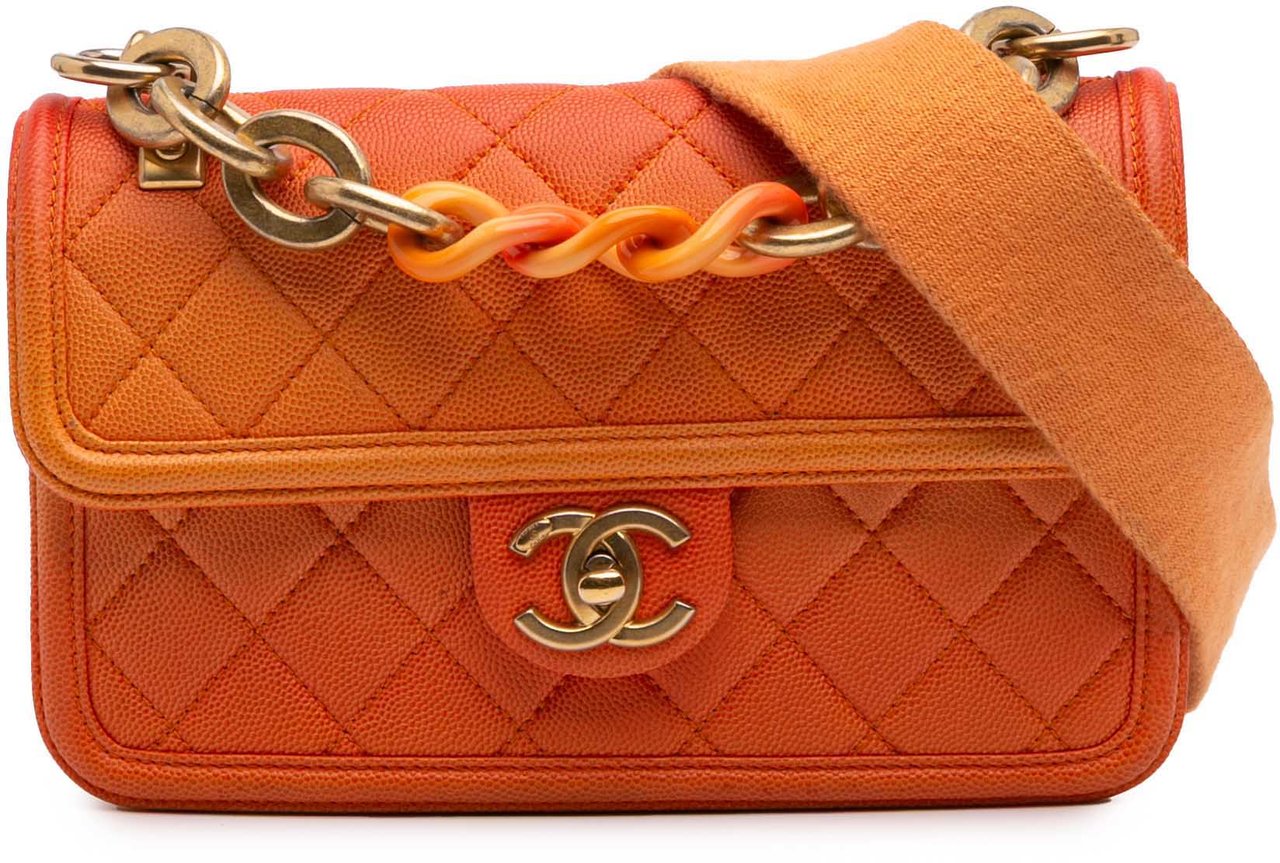 Chanel Small Quilted Caviar Sunset On The Sea Flap Oranje