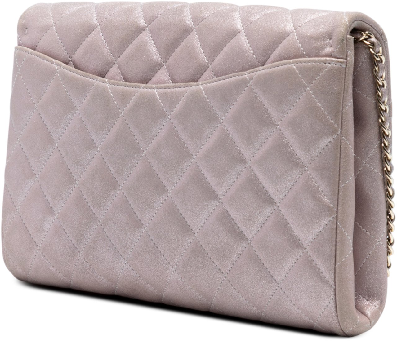 Chanel CC Quilted Iridescent Calfskin Clutch with Chain Roze