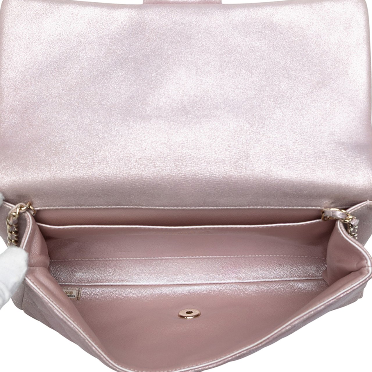 Chanel CC Quilted Iridescent Calfskin Clutch with Chain Roze