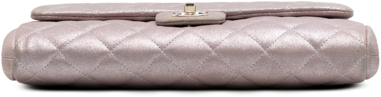 Chanel CC Quilted Iridescent Calfskin Clutch with Chain Roze