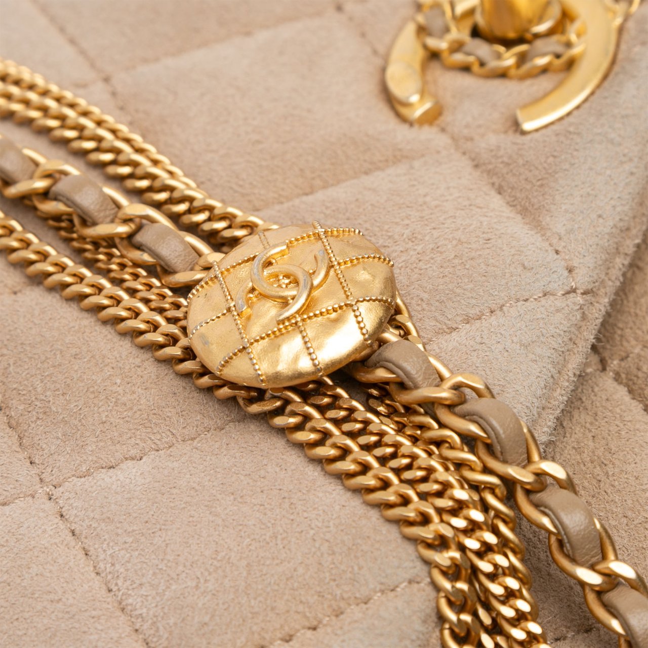 Chanel Mini Quilted Velvet Precious Buttons Chain Flap Bruin