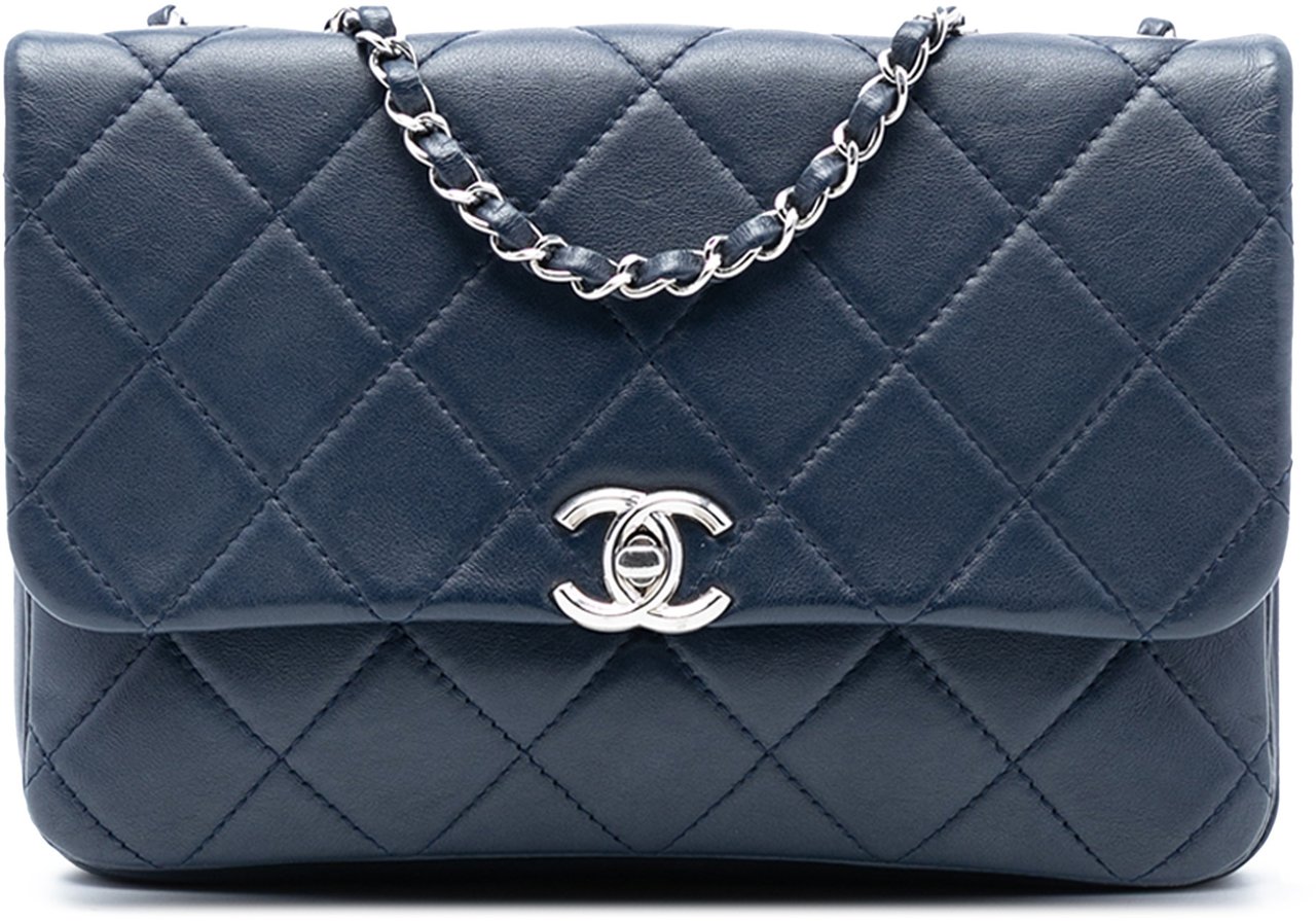 Chanel CC Quilted Calfskin Zipped Flap Blauw