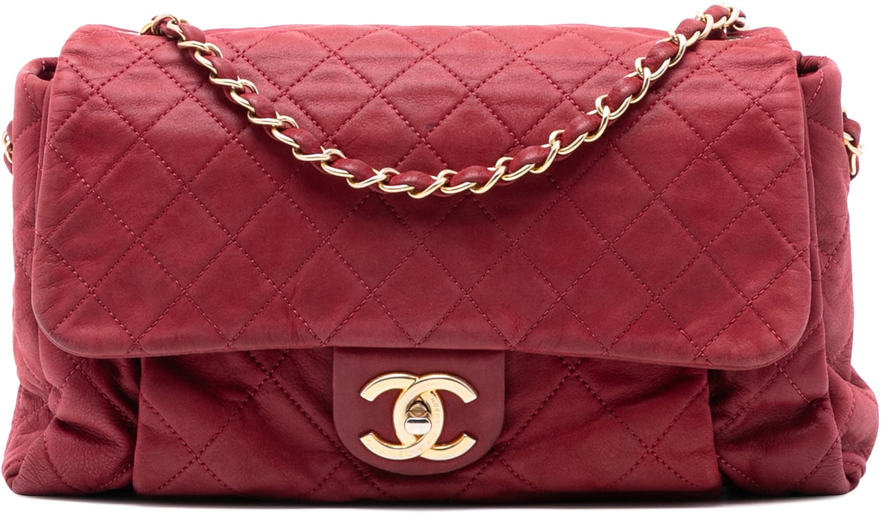 Chanel Large Aged Calfskin Chic Quilt Flap Rood