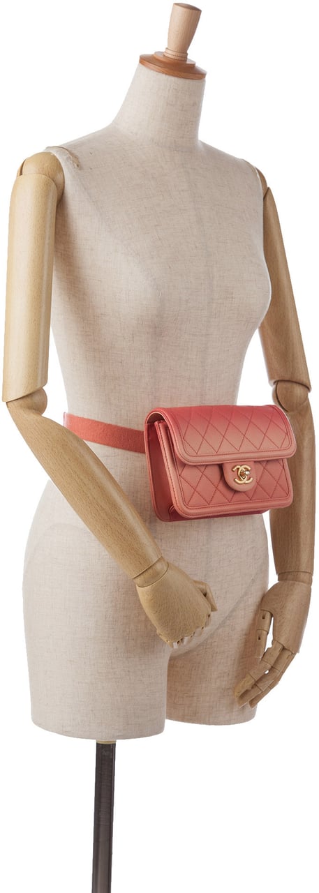 Chanel Caviar Sunset On The Sea Flap Belt Bag Roze