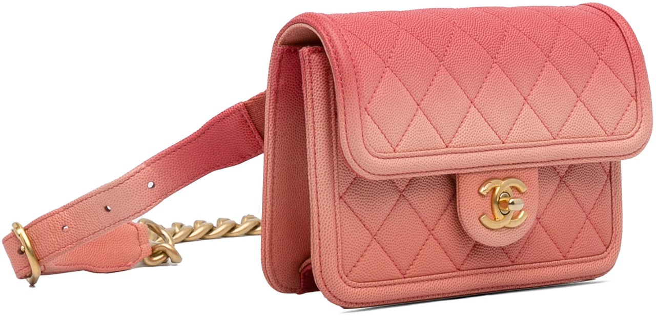 Chanel Caviar Sunset On The Sea Flap Belt Bag Roze