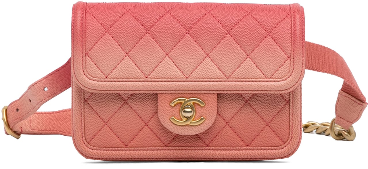 Chanel Caviar Sunset On The Sea Flap Belt Bag Roze