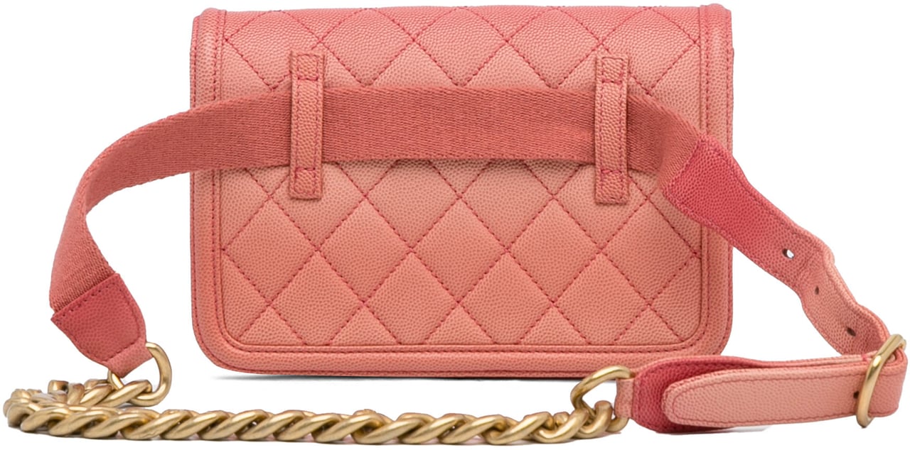 Chanel Caviar Sunset On The Sea Flap Belt Bag Roze