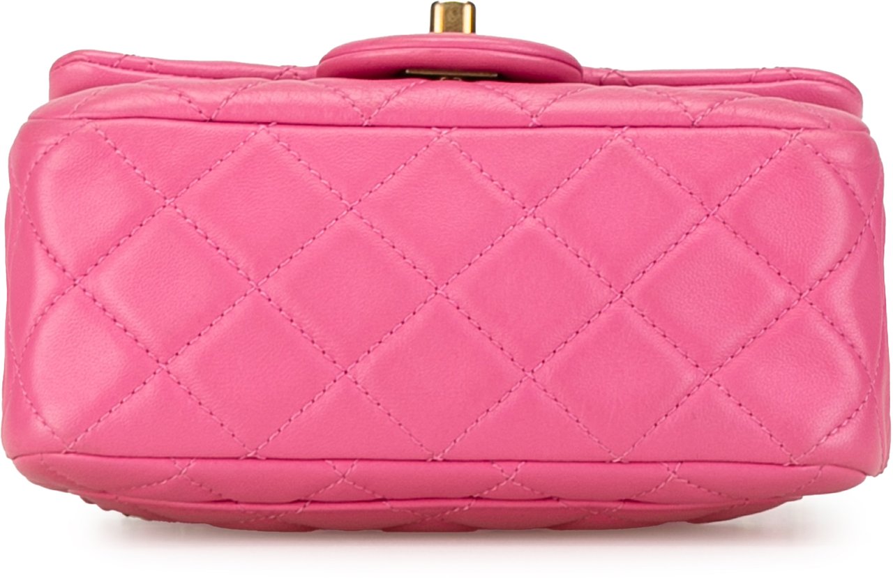 Chanel Mini Square Classic Lambskin Pearl Crush Single Flap Roze