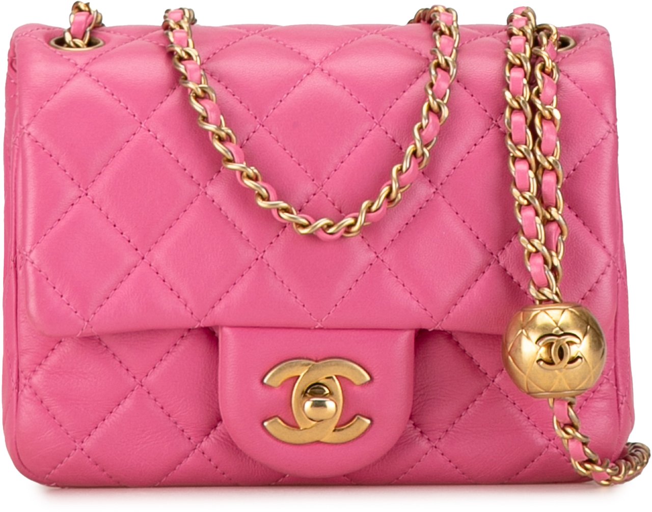 Chanel Mini Square Classic Lambskin Pearl Crush Single Flap Roze