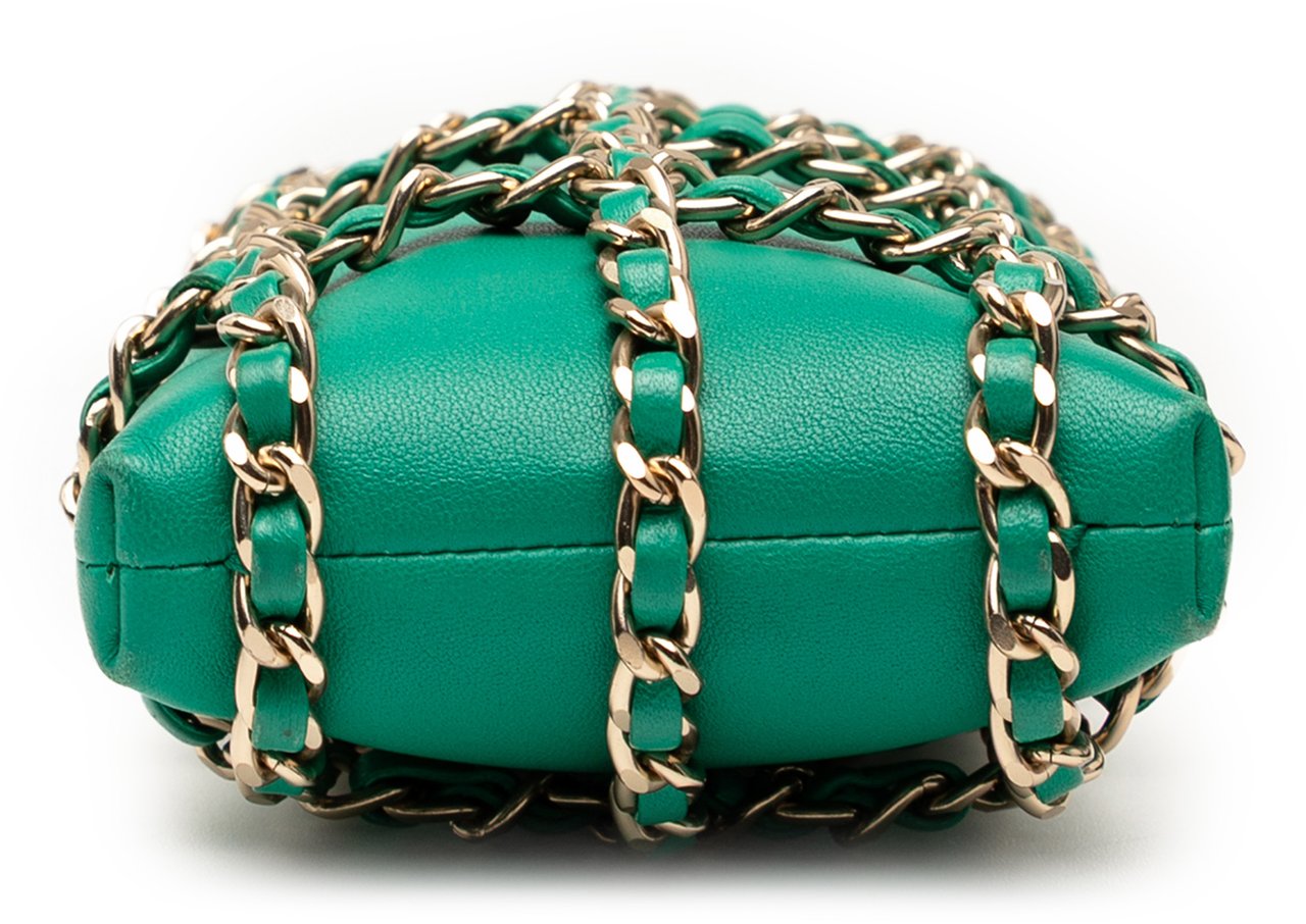 Chanel Lambskin Tech Me Out Clutch With Chain Groen