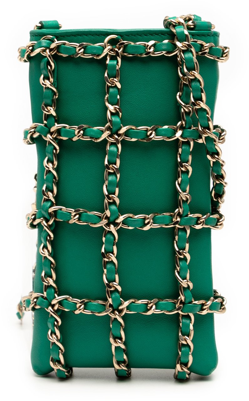 Chanel Lambskin Tech Me Out Clutch With Chain Groen