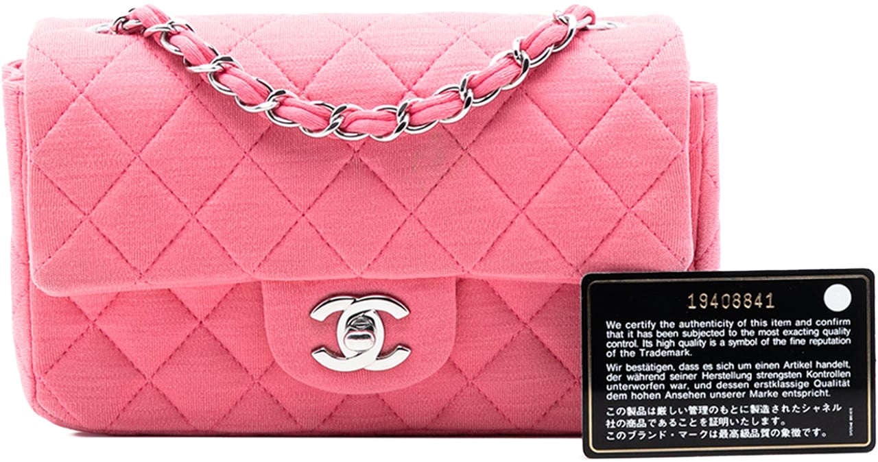 Chanel Mini Rectangular Classic Jersey Single Flap Roze