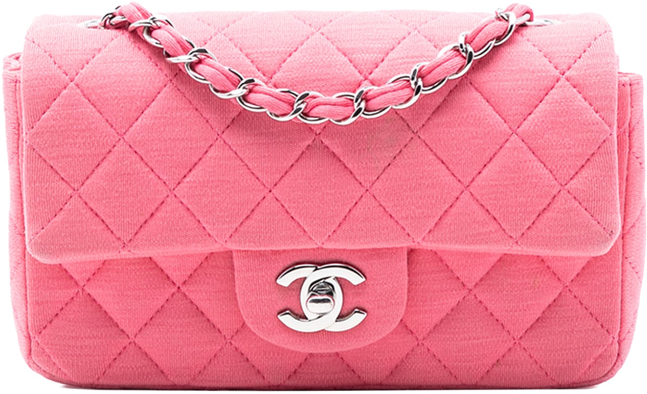 Chanel Mini Rectangular Classic Jersey Single Flap Roze