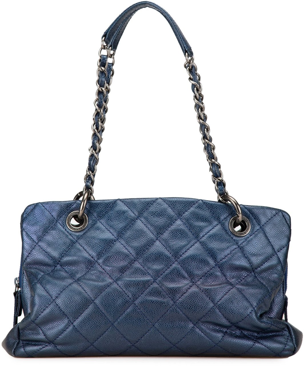 Chanel Quilted Iridescent Caviar Chic Shopping Tote Blauw