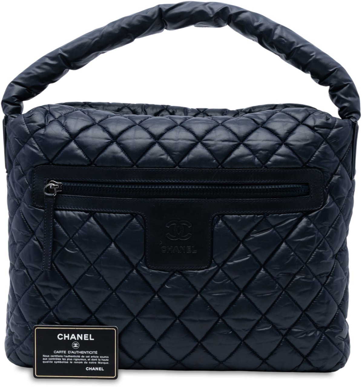 Chanel Quilted Nylon Coco Cocoon Hobo Blauw